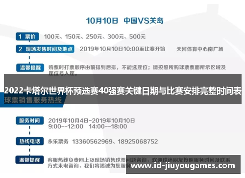 2022卡塔尔世界杯预选赛40强赛关键日期与比赛安排完整时间表