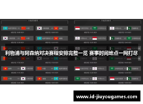 利物浦与阿森纳对决赛程安排完整一览 赛事时间地点一网打尽 利物浦与阿森纳对决赛程安排完整一览 赛事时间地点一网打尽